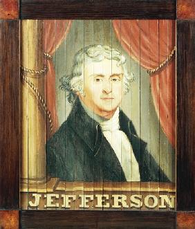 An important tavern sign depicting Thomas Jefferson and James Madison (oil on louvred slats)