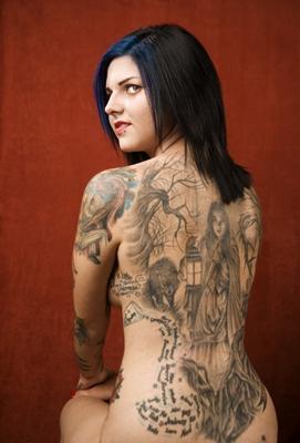 Woman with a tattoo on her back