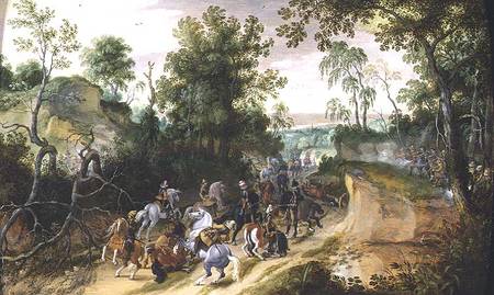 A Cavalry Column Ambushed on a Woodland path from Sebastian Vrancx