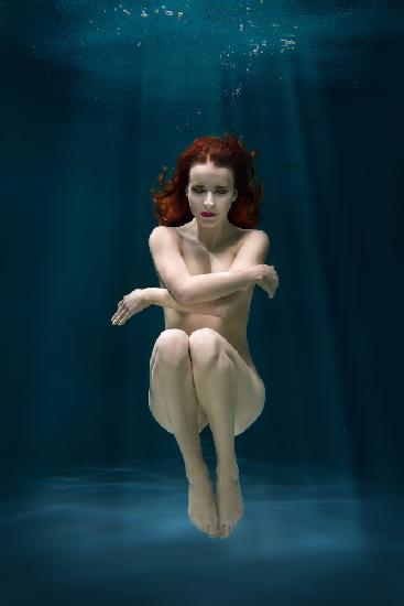 a woman under water