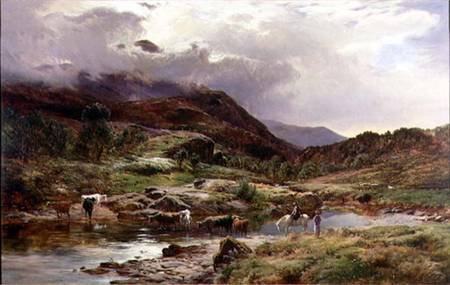 A Mountainous River Scene with Cattle in the Foreground from Sidnay Richard Percy