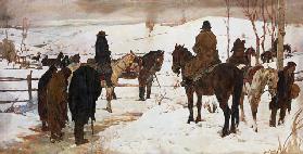 Departure of horsemen, 1935 (oil on canvas)