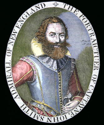 Captain John Smith (1580-1631) (coloured engraving) from Simon de Passe