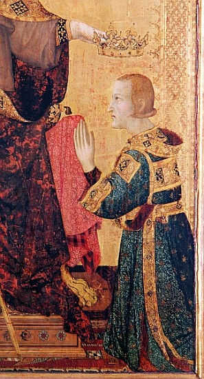 St. Louis of Toulouse (1274-97) crowning his brother, Robert of Anjou (1278-1343) from the Altar of  from Simone Martini