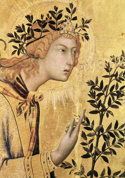 The Annunciation with St. Margaret and St. Asano, detail of the Archangel Gabriel from Simone Martini