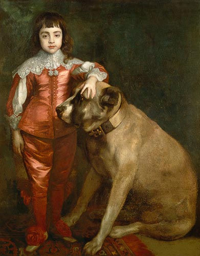 Full length portrait of Charles II as a boy with a mastiff from Sir Anthonis van Dyck