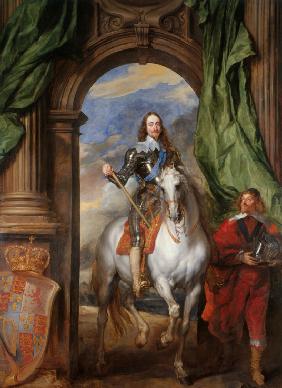 Equestrian portrait of Charles I, King of England  (1600-1649) with M. de St Antoine
