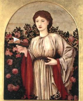 Girl with Book with Roses Behind