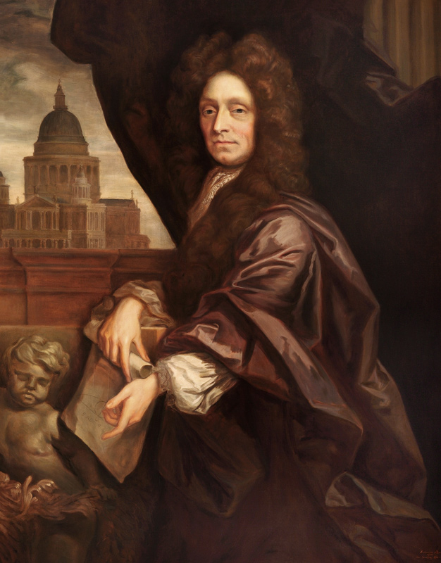 Sir Christopher Wren (1632-1723) copied by Edmund Dyer from Sir Godfrey Kneller