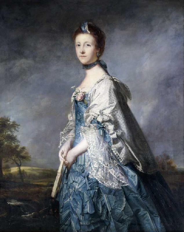 Bildnis der Countess Winterton in einem blauen Kleid vor einer Landschaft. from Sir Joshua Reynolds