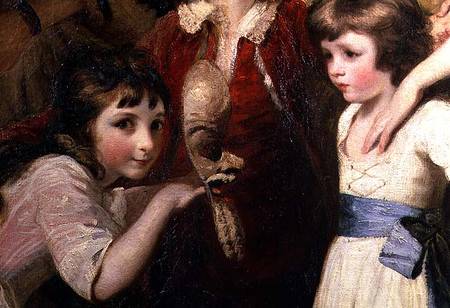 Two Girls, One Playing with a Mask, detail from the painting The Fourth Duke of Marlborough and his from Sir Joshua Reynolds