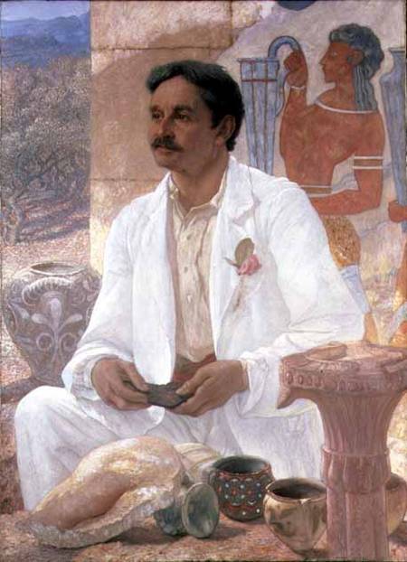 Portrait of Sir Arthur John Evans (1851-1941) among the ruins of the Palace of Knossos from Sir William Blake Richmond