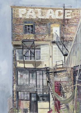 Palace Wharf, Rainville Road (oil pastel on paper) 