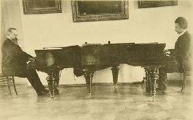 Composers Sergei Taneyev and Alexander Goldenweiser play the piano