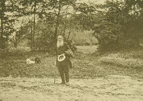 Leo Tolstoy walking in Yasnaya Polyana