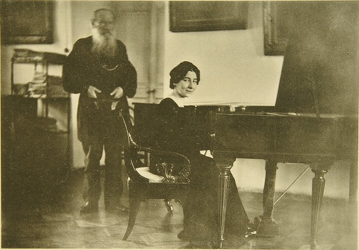 Leo Tolstoy with the harpsichordist Wanda Landowska (1879-1959) from Sophia Andreevna Tolstaya