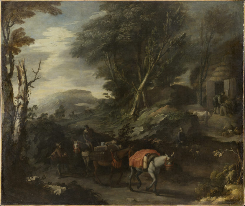 Mountainous landscape with a traveling merchant from Spanischer Meister des 17. Jahrhunderts
