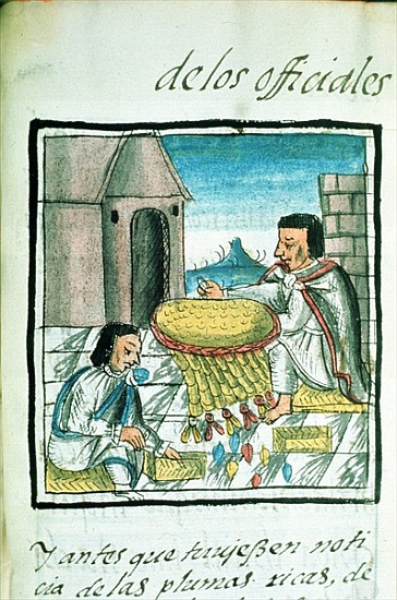 Ms Palat. 218-220 Book IX Aztec feather artisans at work, from the ''Florentine Codex'' by Bernardin from Spanish School