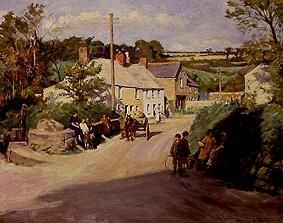 Village scene in Cornwall from Stanhope Alexander Forbes