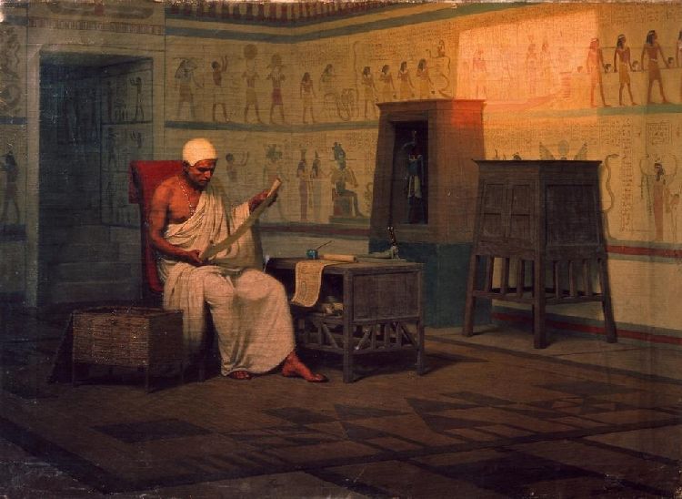 Egyptian priest reading a papyrus from Stepan Wladislawowitsch Bakalowitsch