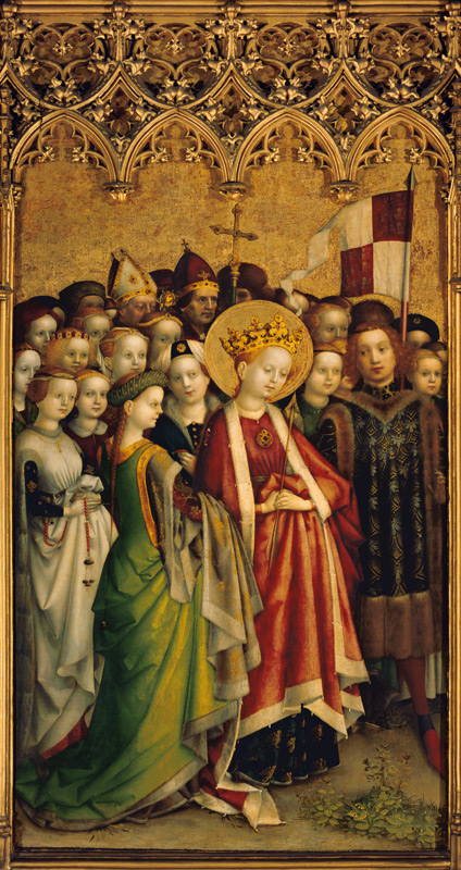 Three king altar in the cathedral of Cologne: St. Ursula with her retinue from Stephan Lochner