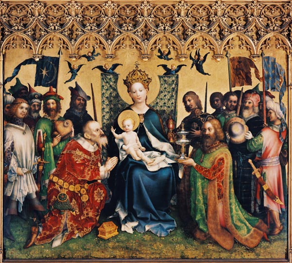 Three king altar in the Cologne cathedral. Middle panel: Adoration of the kings from Stephan Lochner