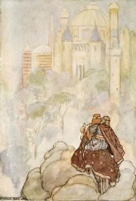 They rode up to a stately palace, illustration from The High Deeds of Finn, and other Bardic Romance