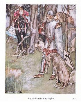 Siegfried meets King Euglein (colour litho)