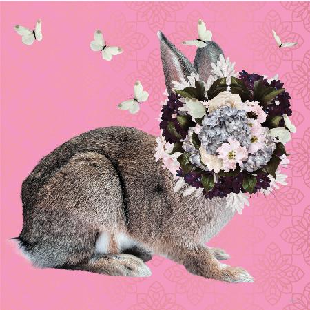 Spring Flower Bonnet On Bunny