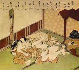 Two Lovers (Shunga - erotic woodblock print)