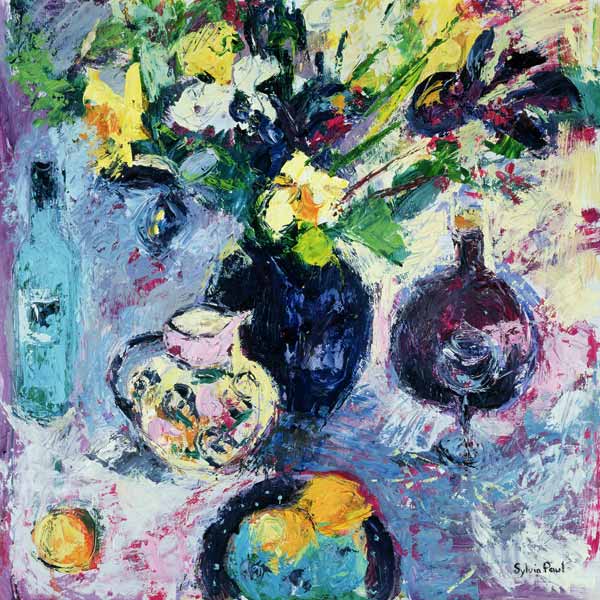Still Life with Turquoise Bottle, 2002 (oil on canvas)  from Sylvia  Paul