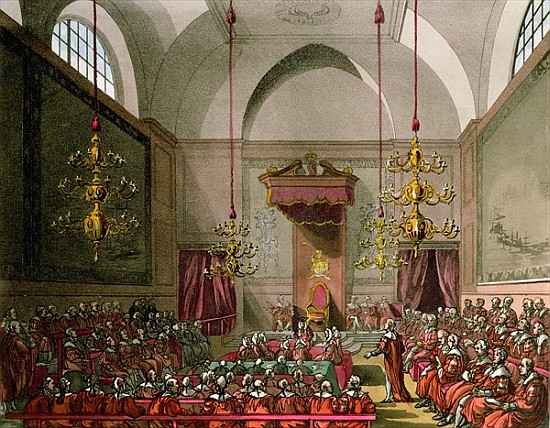 House of Lords from Ackermann''s ''Microcosm of London'' from T.(1756-1827) Rowlandson