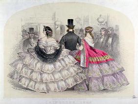 Ladies Wearing Crinolines at the Royal Italian Opera, Covent Garden, 1859 (colour engraving)