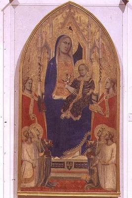 Madonna and Child Enthroned with SS. Mary Magdalene, Catherine of Alexandria and angels, 1355 (tempe