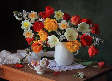 With spring bouquets