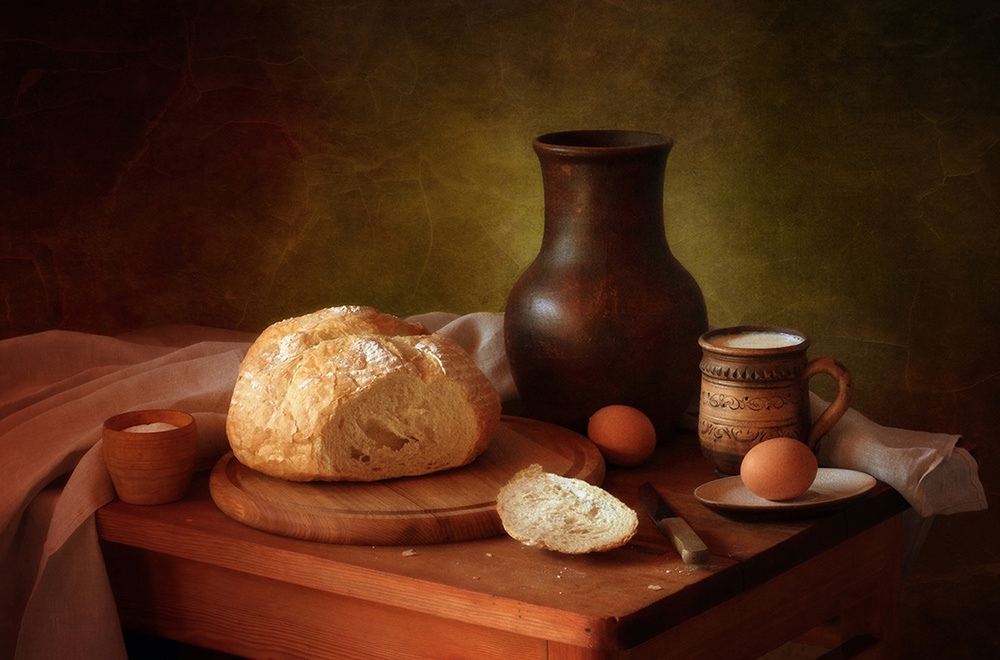 Still life with bread and milk from Tatyana Skorokhod (Татьяна