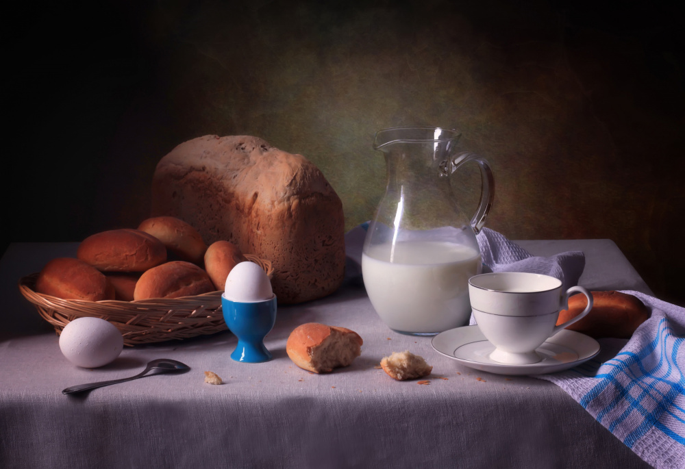 Still life with milk and bread from Tatyana Skorokhod (Татьяна