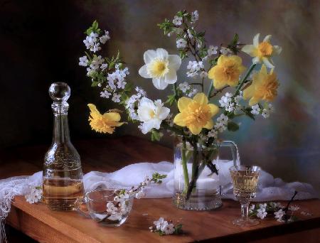 Still life with daffodil flowers