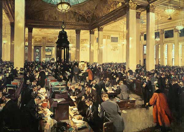 The Underwriting Room at Lloyds of London, November 1948 from  Terence Cuneo