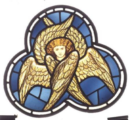 Many-winged Angel, stained glass window removed from the east window of St. James' Church, Brighouse from The William Morris factory