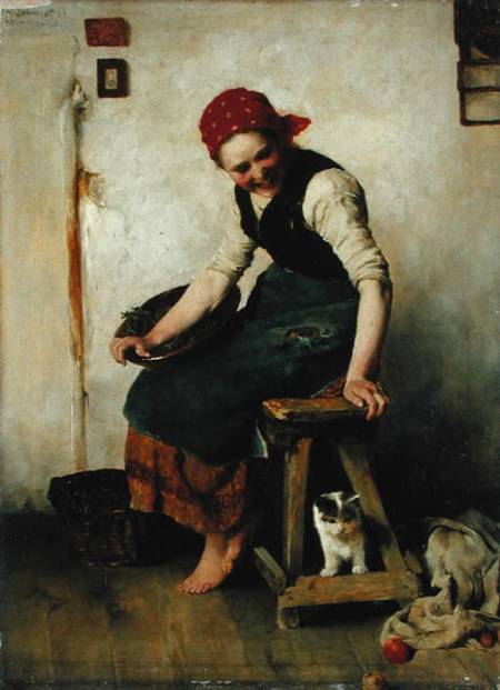 Young Girl with a Cat from Theodor Schmidt