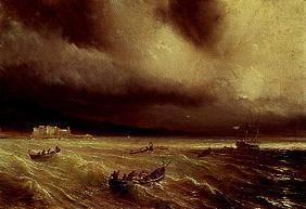 Sea storm in the bay of Naples