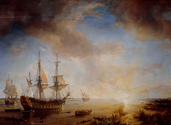 Expedition of Robert Cavelier de La Salle (1643-87) in Louisiana in 1684 from Théodore Gudin