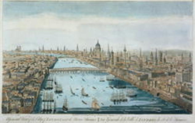 A General View of the City of London and the River Thames, plate 2 from 'Views of London', engraved from Thomas Bowles