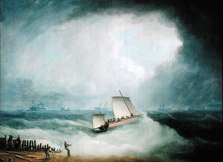 A Deal Lugger Going off to a Storm-bound Ship in the Downs, South Foreland from Thomas Buttersworth