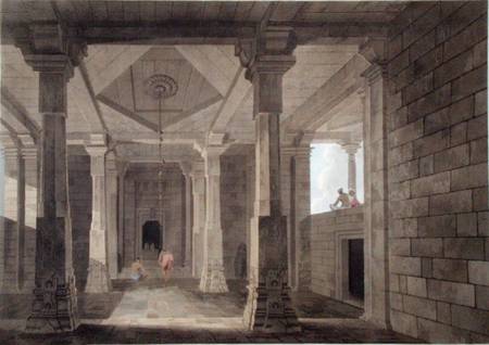 Part of the Interior of an Hindoo Temple at Deo, in Bahar, plate VI from 'Oriental Scenery' from Thomas Daniell