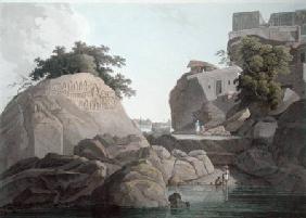 South East View of the Fakeers Rock on the River Ganges, near Sultaungunge, plate X from 'Oriental S