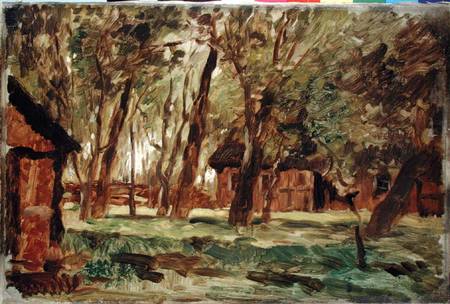 Farmstead under Trees (oil on paper) from Thomas Ludwig Herbst