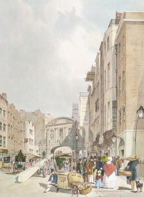 Temple Bar, from the Strand, from 'London As It Is', engraved and pub. by the artist, 1842 (colour l from Thomas Shotter Boys