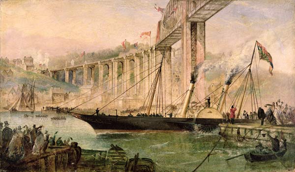 Opening Ceremony of the Royal Albert Bridge, Saltash, with a Paddle Steamer Passing Underneath from Thomas Valentine Robins